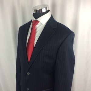 Nautica Mens 42L Blazer Pinstripe Wool Blue 2 But